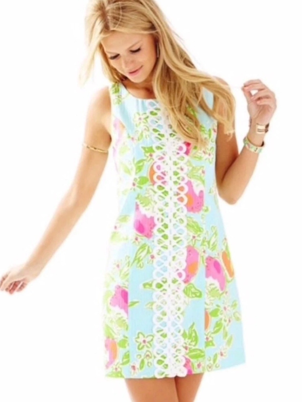 Lilly Pulitzer Cathy Shift Dress in Pool Blue Pink Lemonade